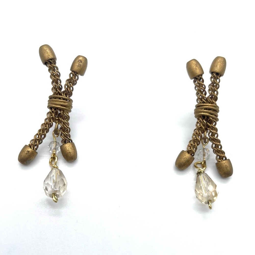 Gold Tone Earrings with Crystal Accents